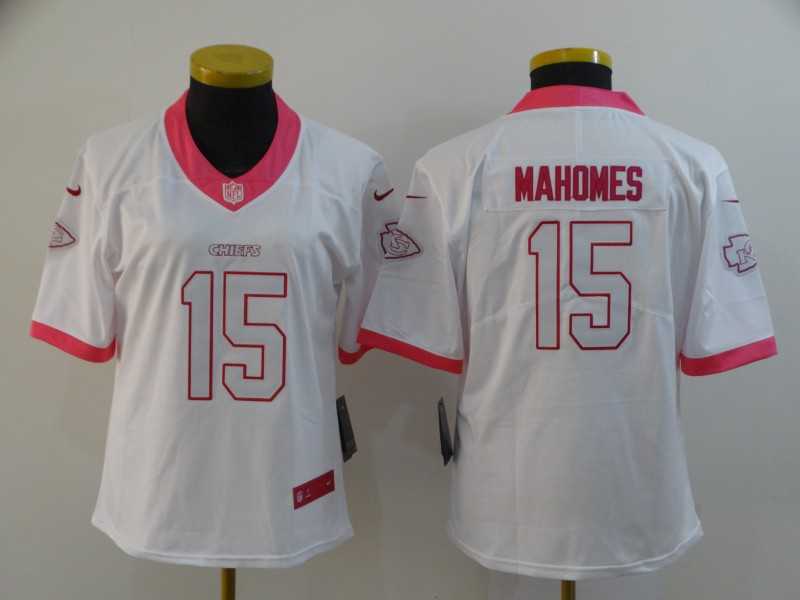 Women Nike Chiefs 15 Patrick Mahomes White Pink Vapor Untouchable Limited Jersey,We sell and wholesale Women Nike Chiefs 15 Patrick Mahomes White Pink Vapor Untouchable Limited Jersey on line form chian!